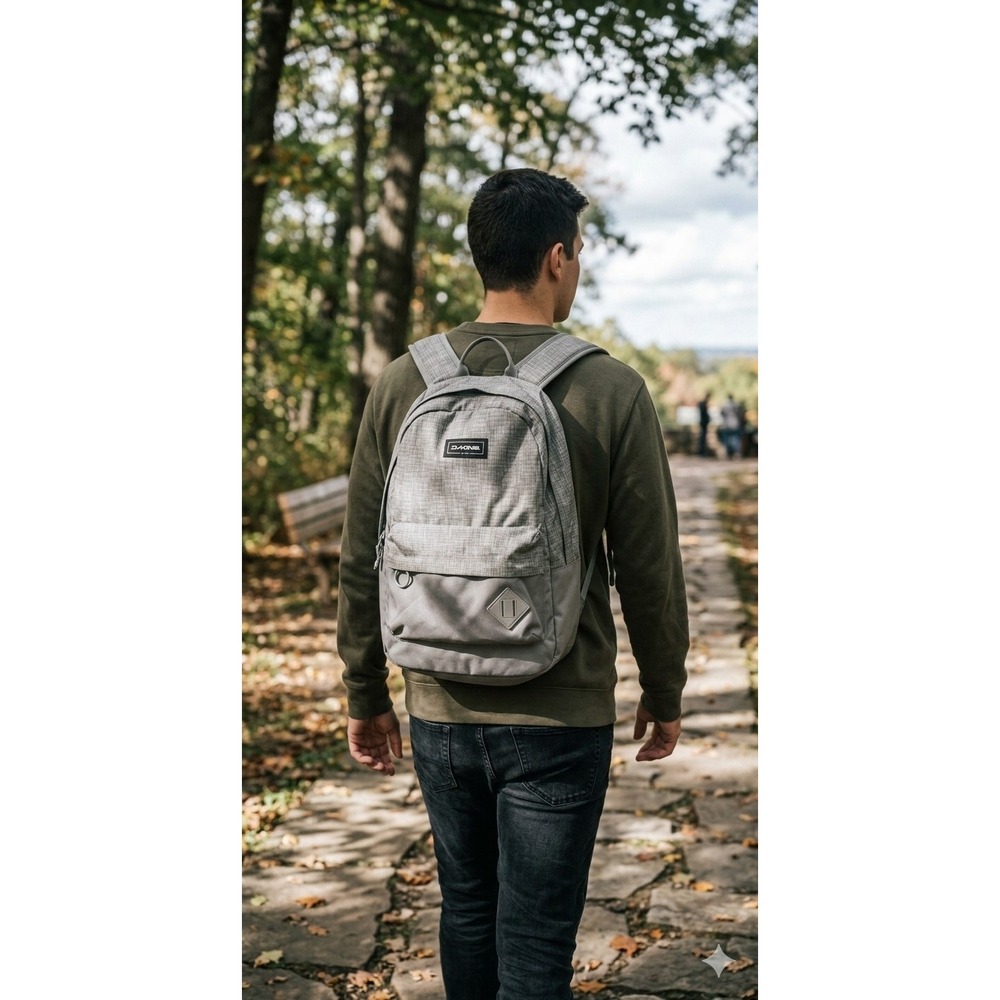 DAKINE Gray Green Backpack 21L 365 Campus VINTAGE Grid Ripstop Laptop Bag EUC